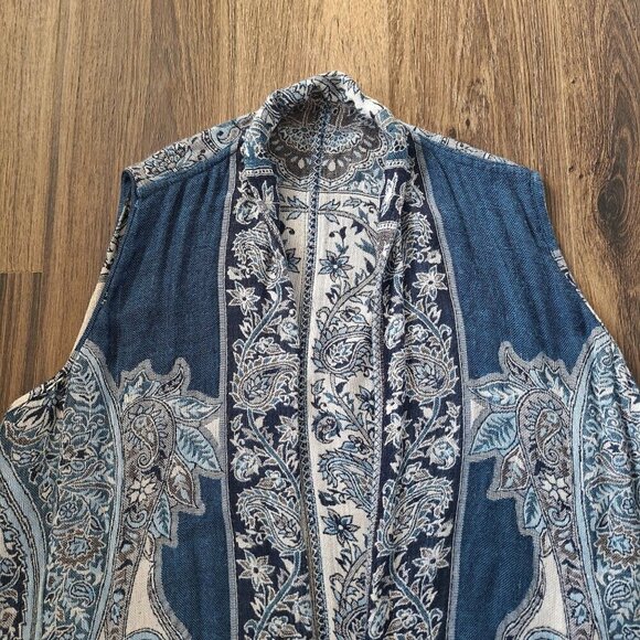 💙 Double Sided Soft Knitted Asymmetrical Artsy Boho Peasant Cottage Vest Size X - Picture 4 of 9